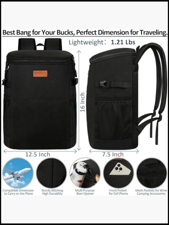 Insulated Backpack Cooler Leak Proof Portable Thermal Bag Picnic Beach Travel main image 5